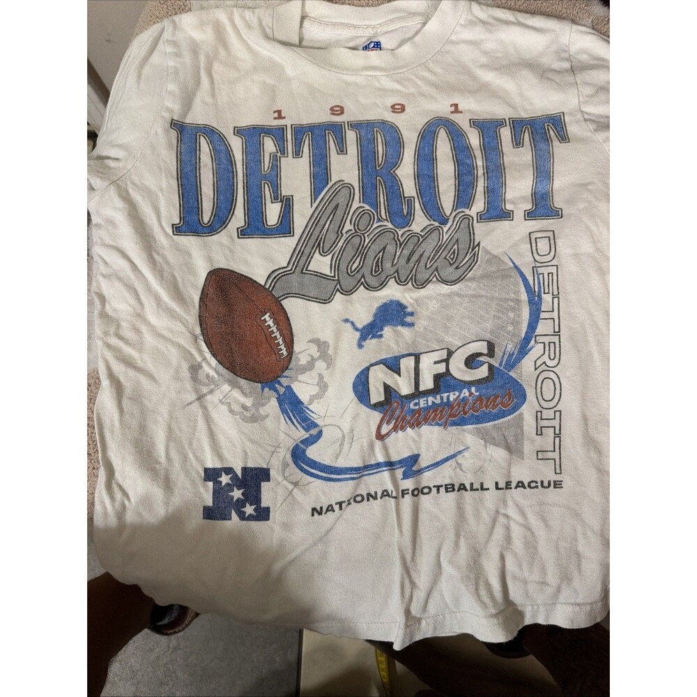 Detroit Lions Shirt Youth 15/16 White 1991 NFC Central Champions NFL Graphic Tee